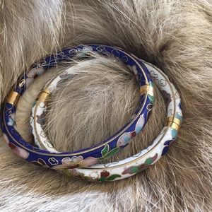 💜HP 💜 cloisonné Bangle set floral gold bracelet